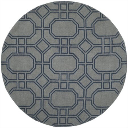 Safavieh 6 x 6 ft. Round- Contemporary Dhurries Grey And Dark Blue Flatweave Rug DHU860C-6R